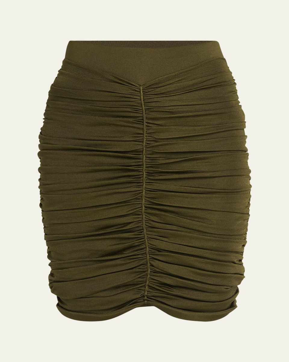 Ruched Silk Mini Skirt